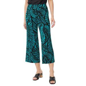 Chico's Travelers Wing Print Crops, Size 1 (US 8), Harbour Green, NWT